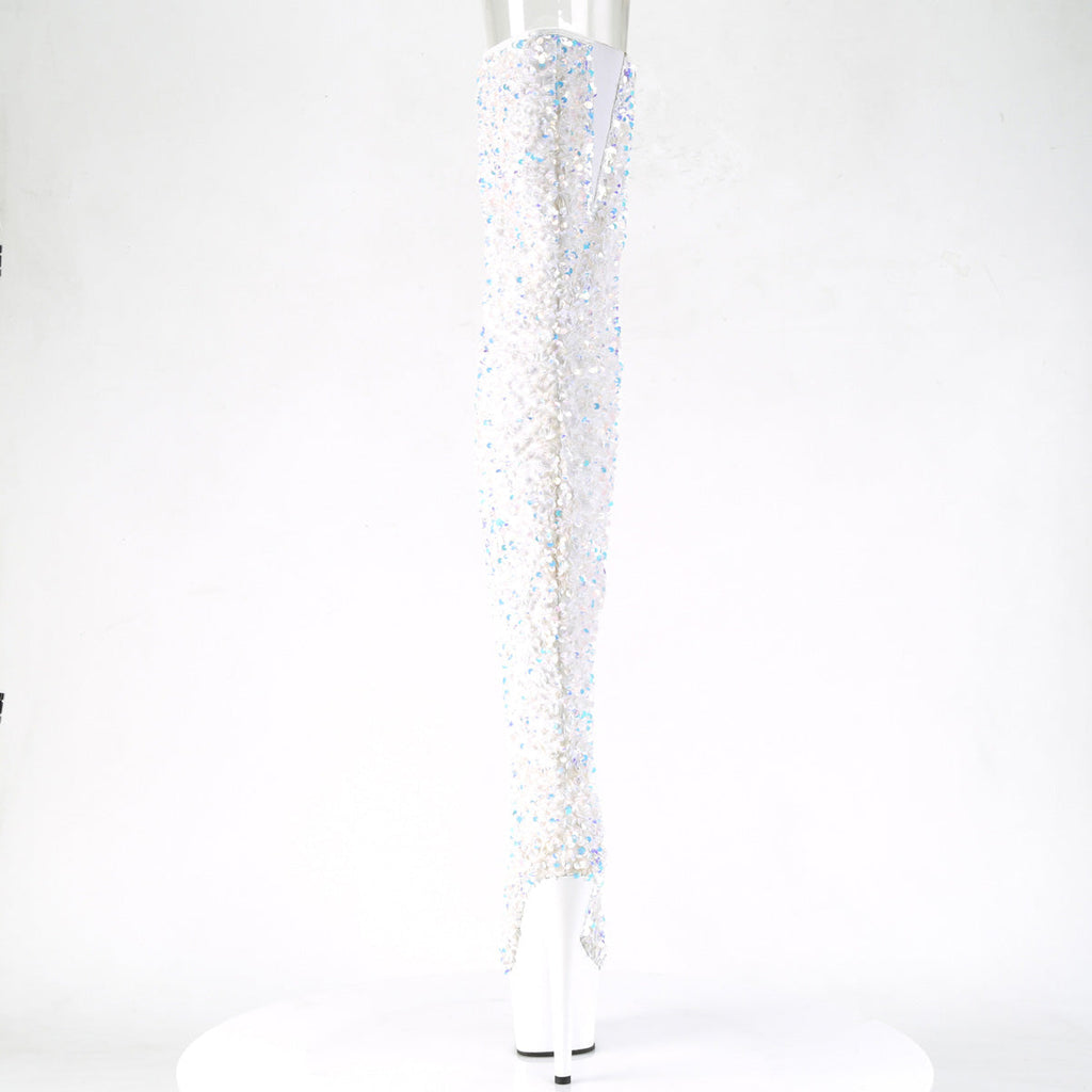 Pleaser Womens Boots ADORE-3020 Wht Multi Sequins/Wht