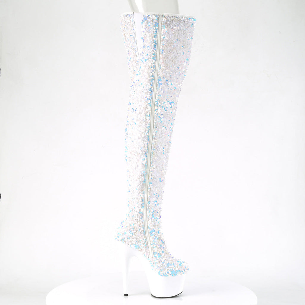 Pleaser Womens Boots ADORE-3020 Wht Multi Sequins/Wht