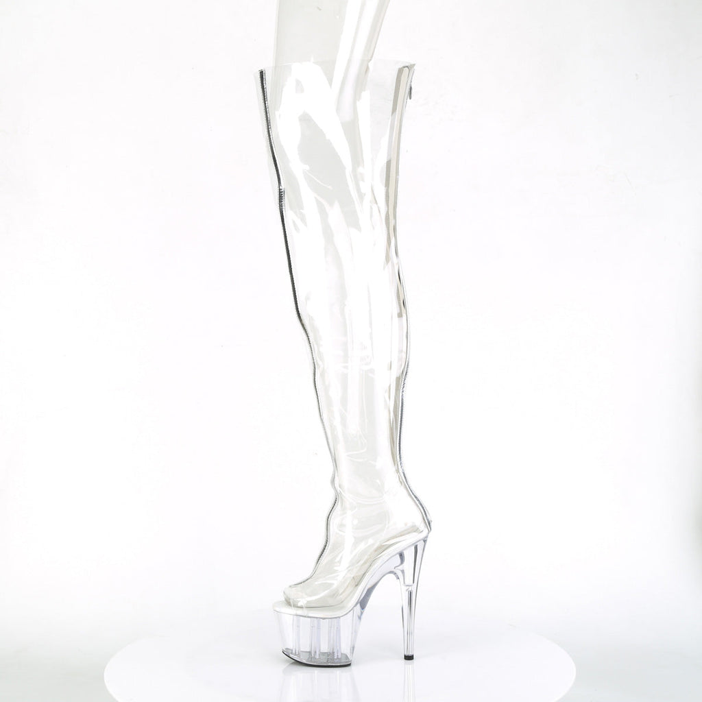 Pleaser Womens Boots ADORE-3021 Clr TPU-Slv Metallic/Clr