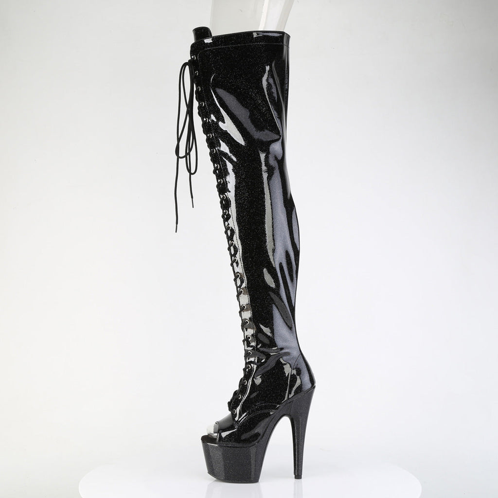 Pleaser Women's Platform Shoes ADORE-3021GP Blk Glitter Pat/M