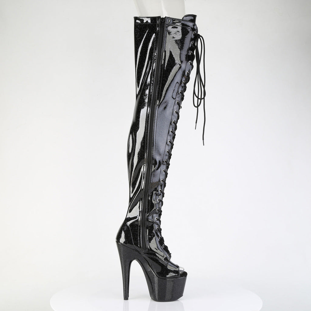 Pleaser Women's Platform Shoes ADORE-3021GP Blk Glitter Pat/M
