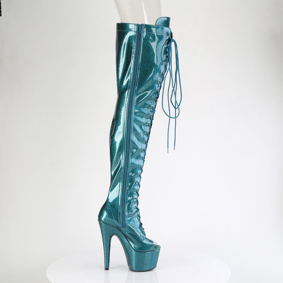 Pleaser Women's Platform Shoes ADORE-3021GP Teal  Glitter Pat/M