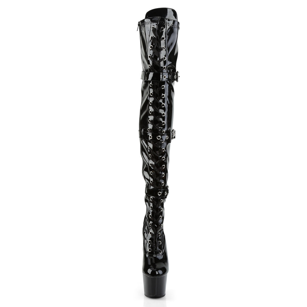 Pleaser Women's Platform Shoes ADORE-3028 Blk Str Pat/Blk