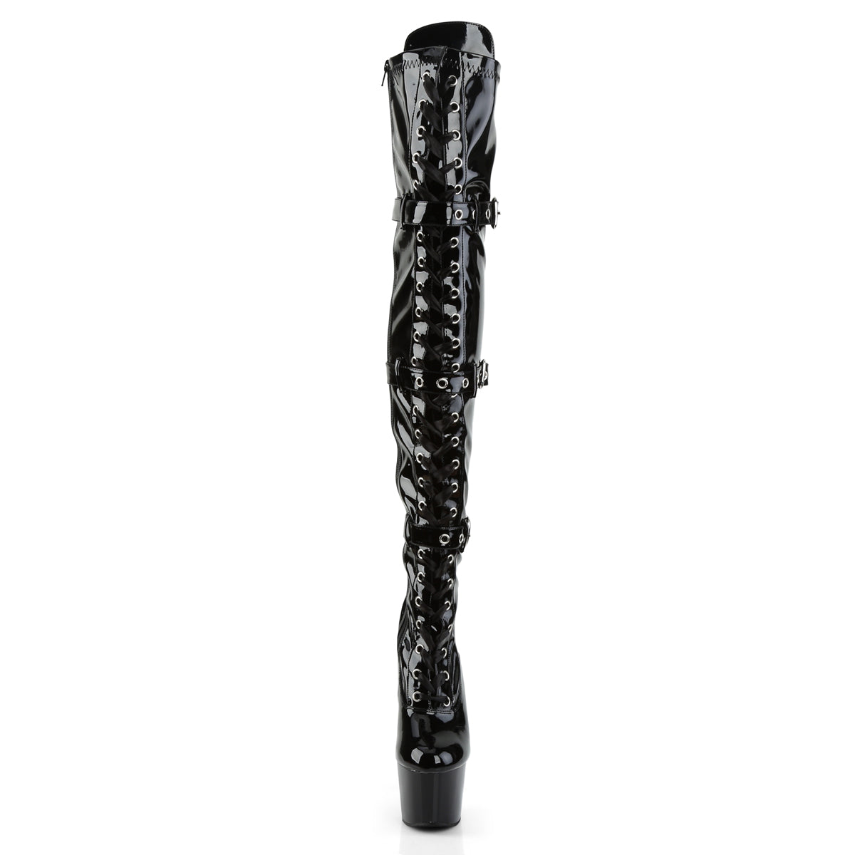 Pleaser Women's Platform Shoes ADORE-3028 Blk Str Pat/Blk
