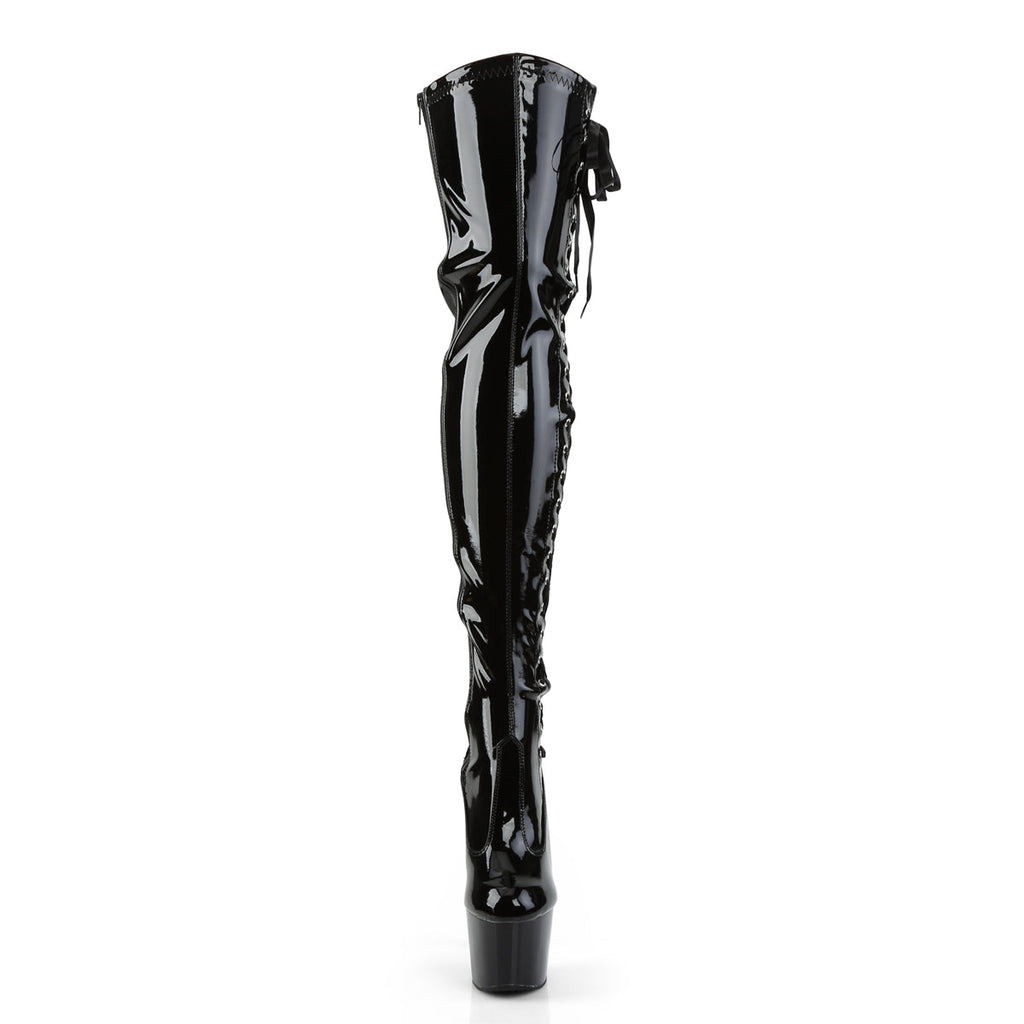 Pleaser Women's Platform Shoes ADORE-3050 Blk Str Pat/Blk