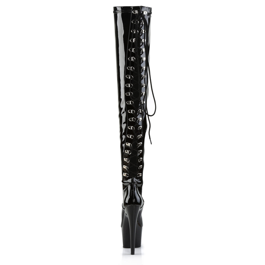 Pleaser Women's Platform Shoes ADORE-3063 Blk Str Pat/Blk