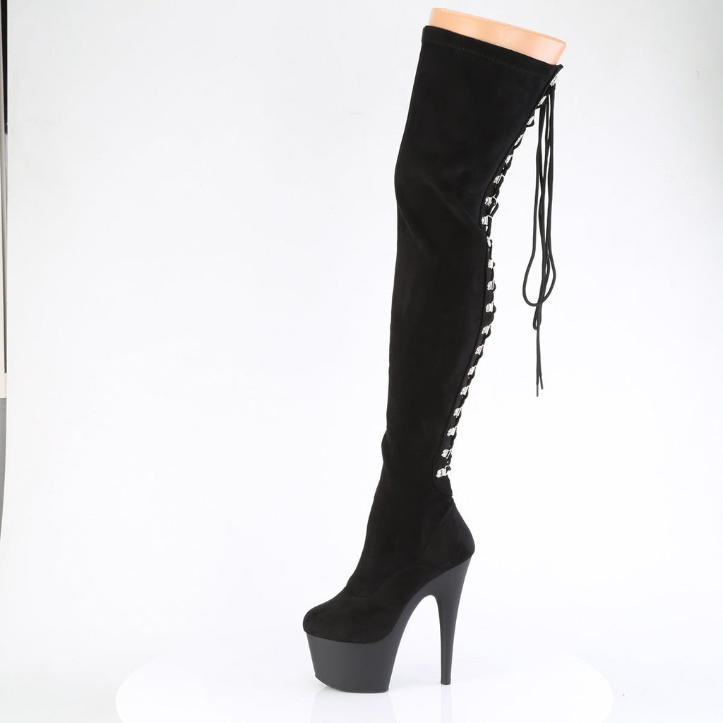 Pleaser Women's Platform Shoes ADORE-3063 Blk Str Microfiber/Blk Matte
