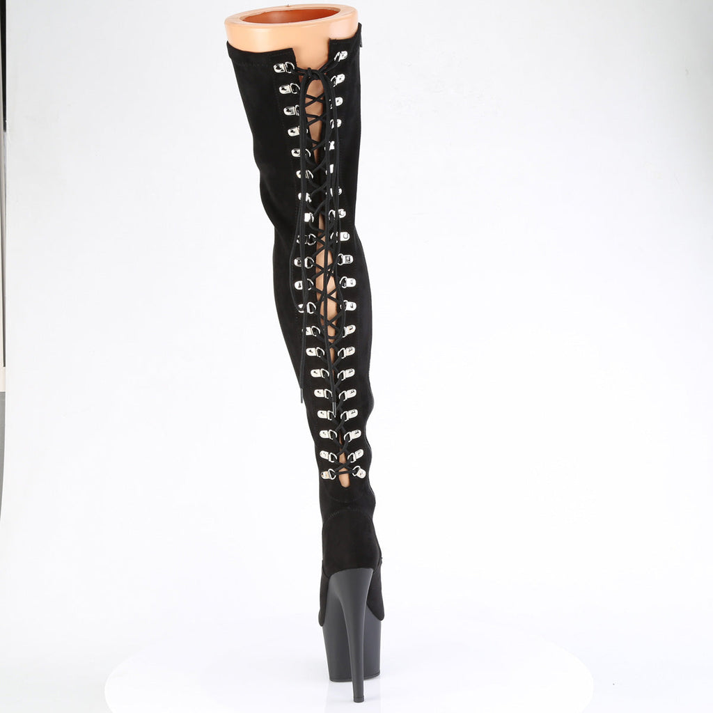 Pleaser Women's Platform Shoes ADORE-3063 Blk Str Microfiber/Blk Matte