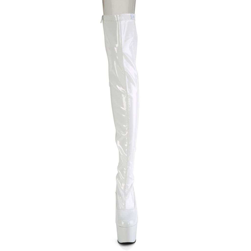 Pleaser Women's Platform Shoes ADORE-3063 Wht Str Pat/Wht
