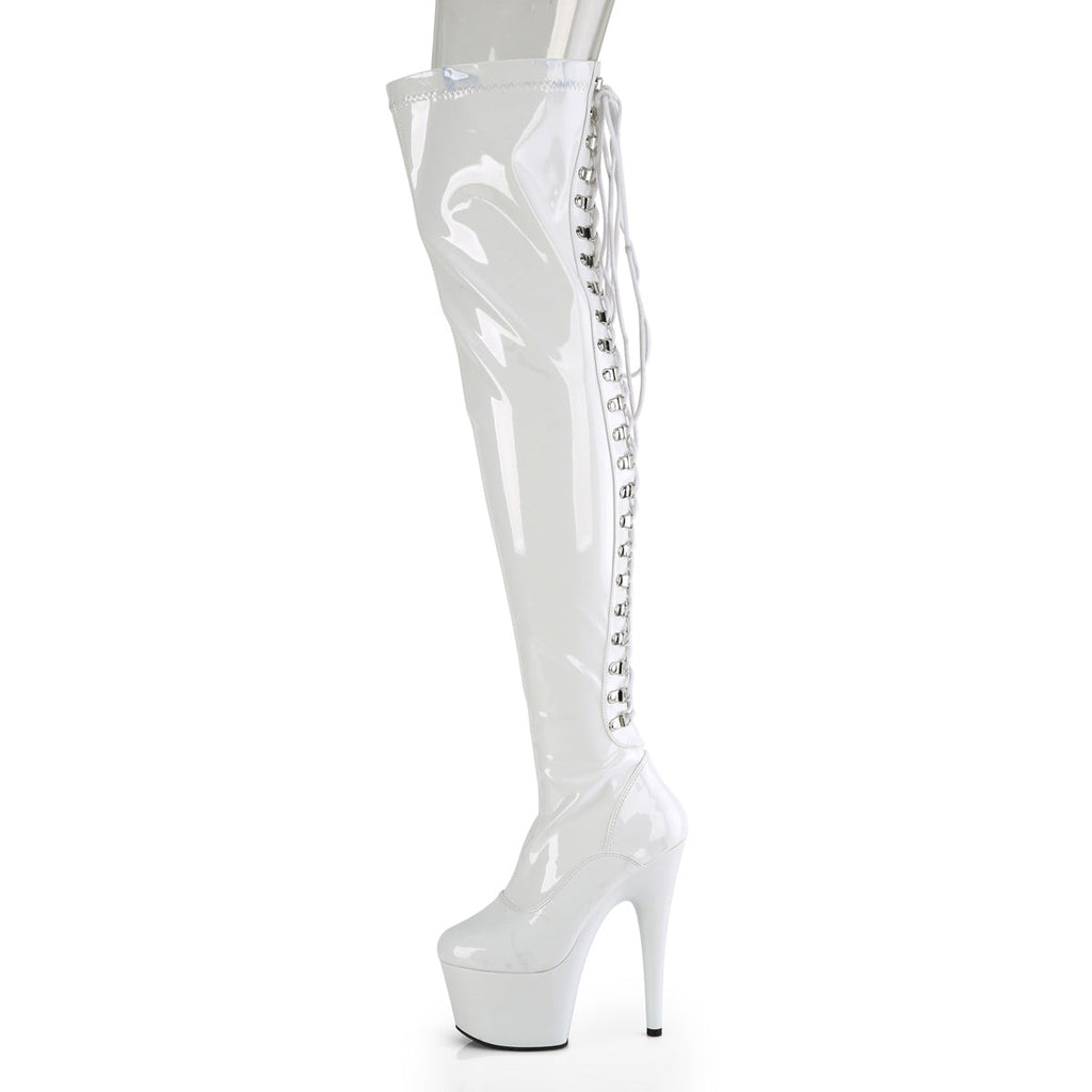 Pleaser Women's Platform Shoes ADORE-3063 Wht Str Pat/Wht