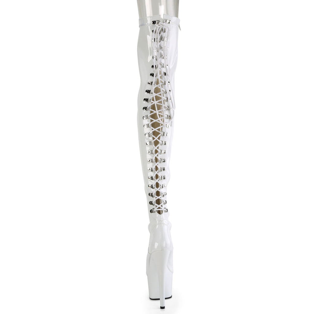 Pleaser Women's Platform Shoes ADORE-3063 Wht Str Pat/Wht