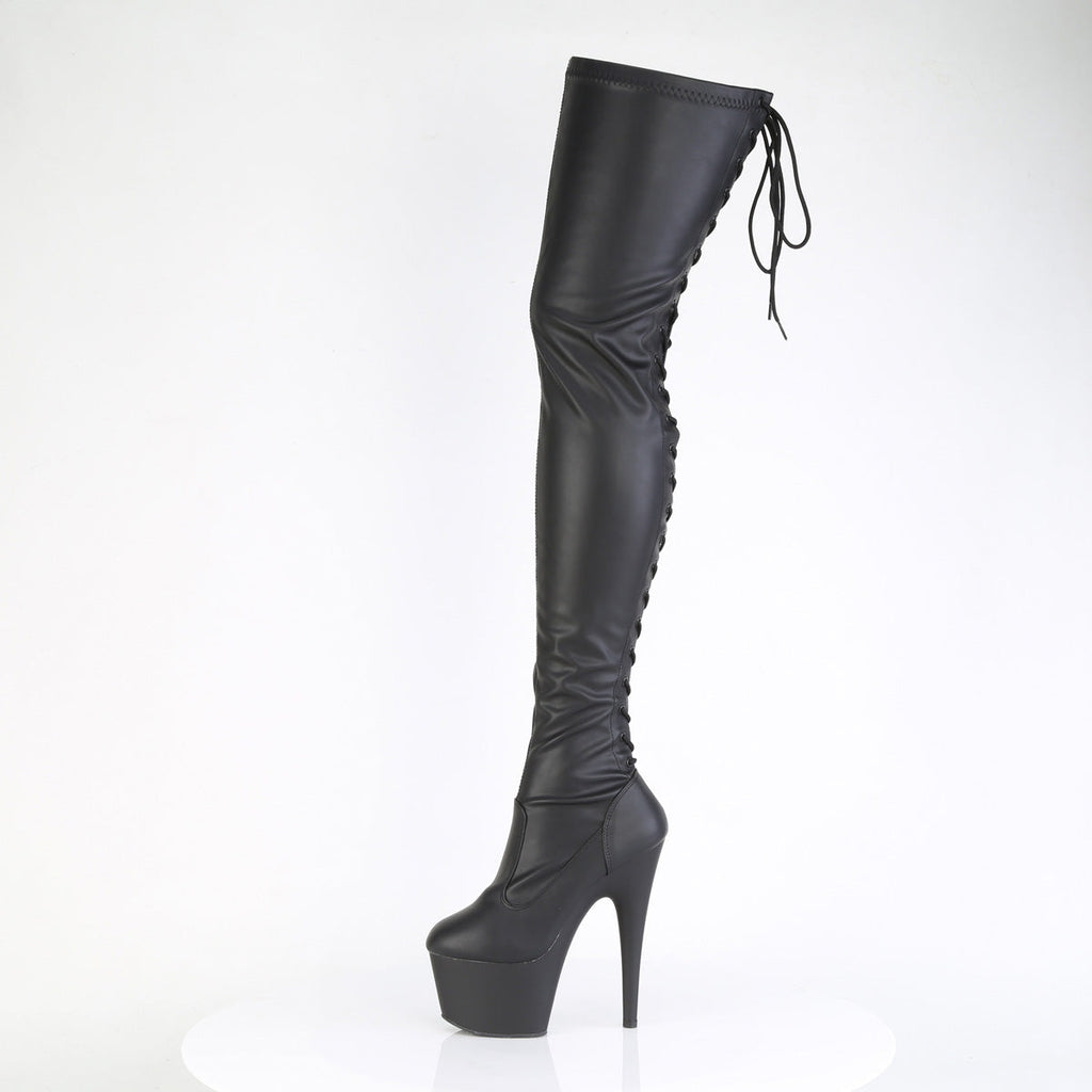 Pleaser Women's Platform Shoes ADORE-3850 Blk Str. Faux Leather/Blk Matte