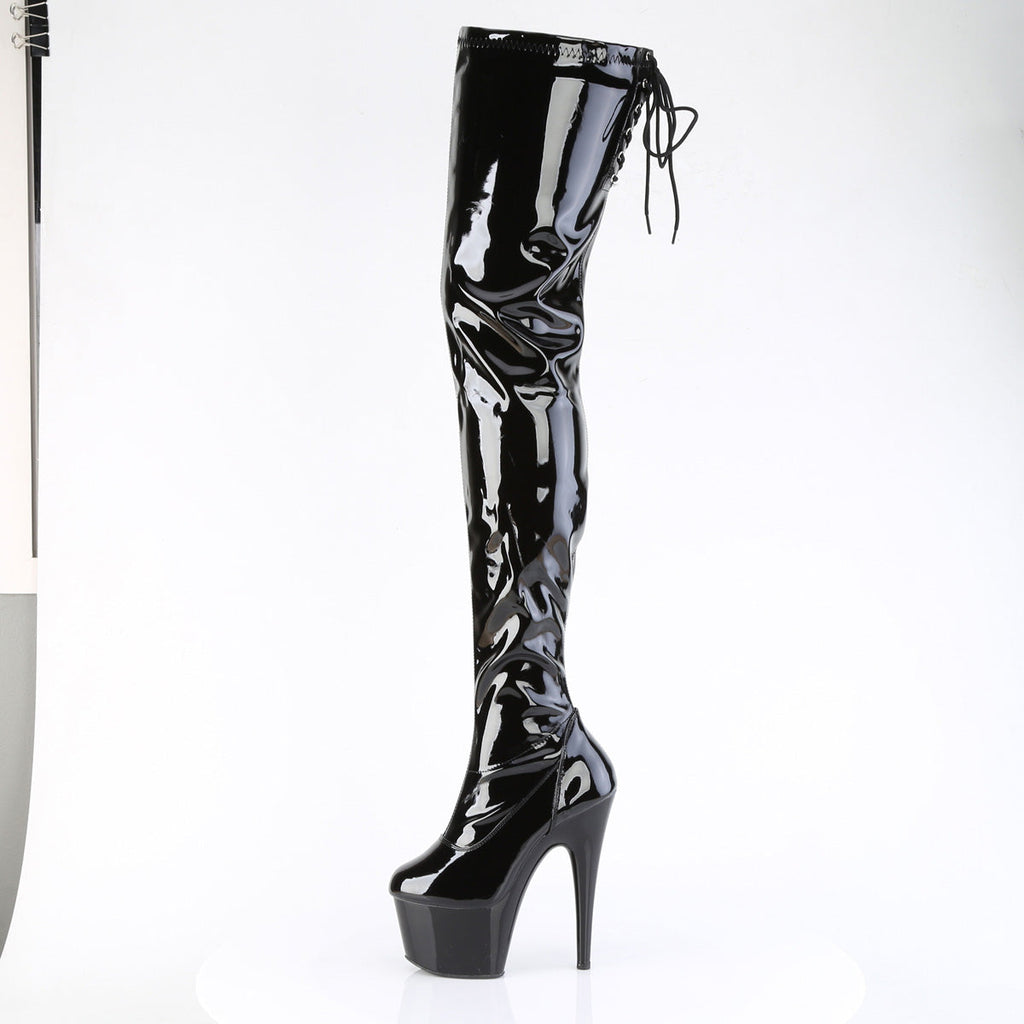 Pleaser Women's Platform Shoes ADORE-4000SLT Blk Str Pat/Blk