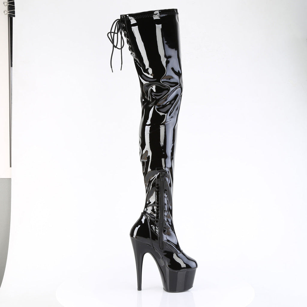 Pleaser Women's Platform Shoes ADORE-4000SLT Blk Str Pat/Blk