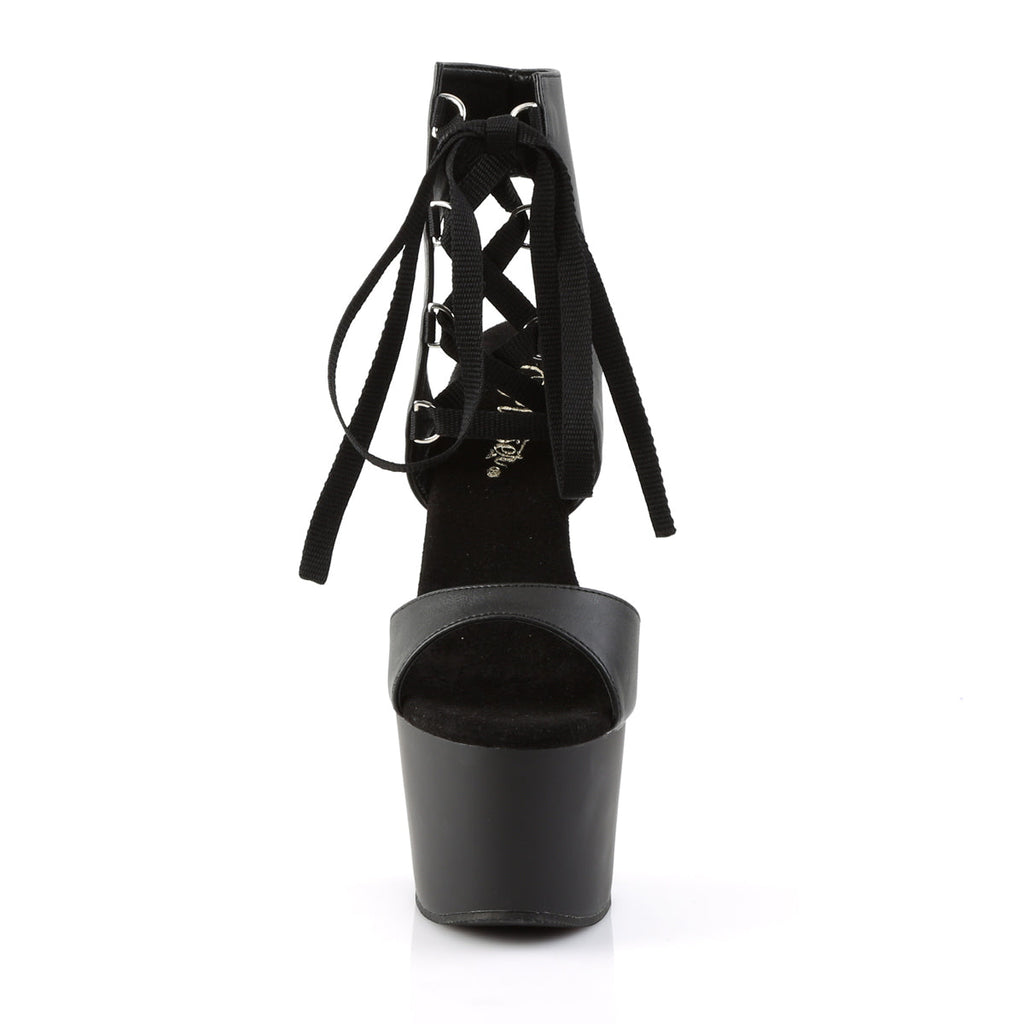 Pleaser Womens Sandals ADORE-700-14 Blk Faux Leather/Blk Matte