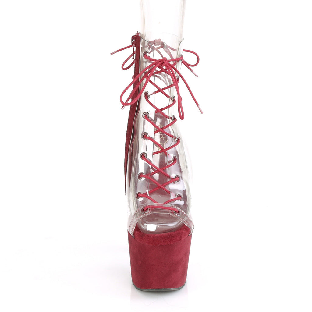 Pleaser Womens Ankle Boots ADORE-700-30FS Clr/Burgundy Faux Suede