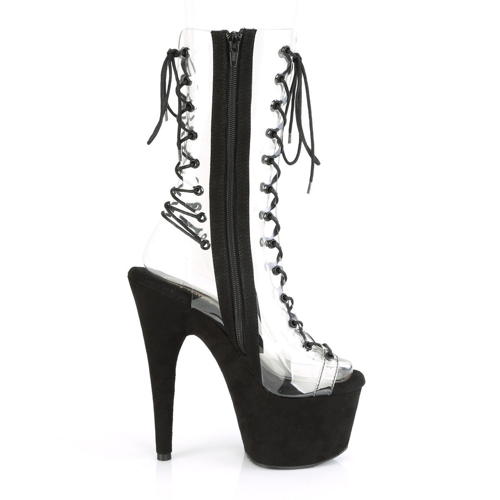 Pleaser Womens Ankle Boots ADORE-700-60FS Clr/Blk Faux Suede