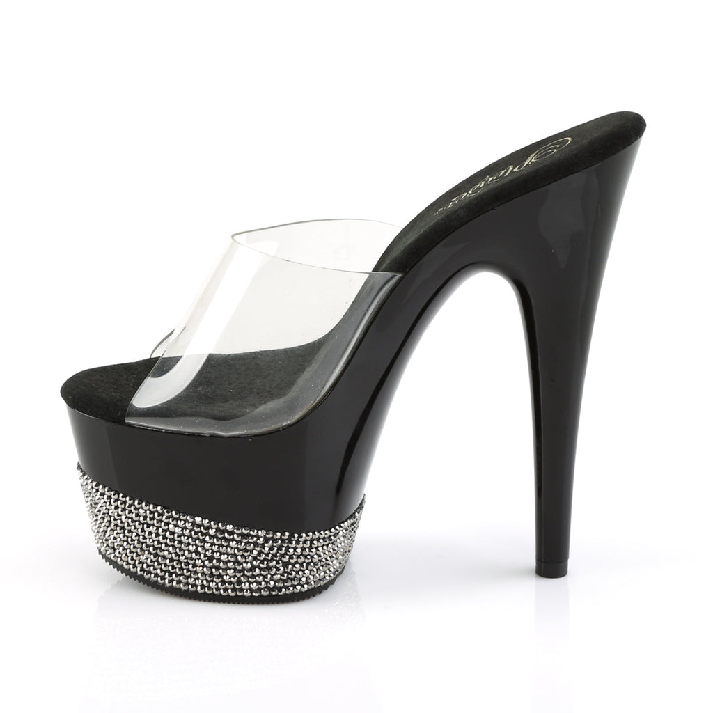Pleaser Womens Sandals ADORE-701-3 Clr/Blk-Pewter RS