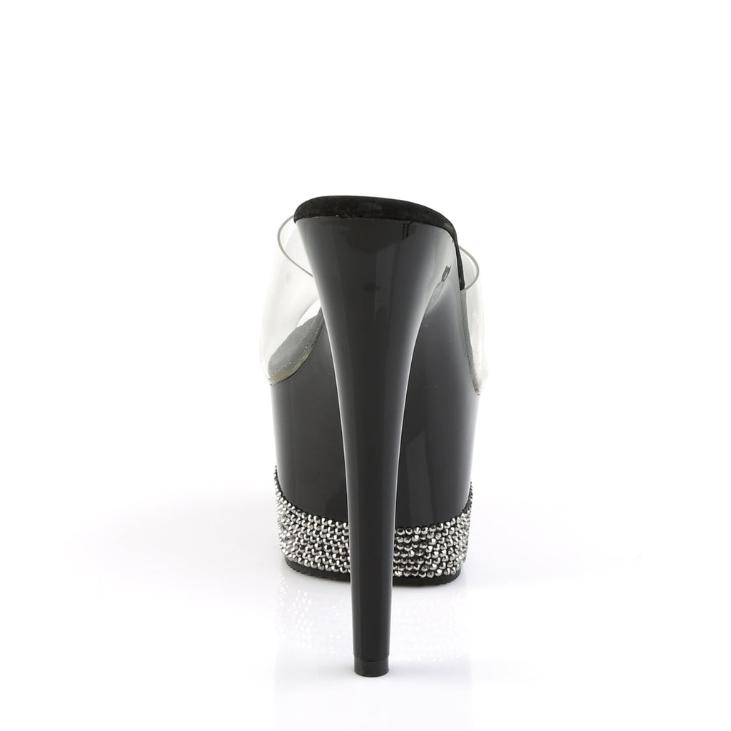 Pleaser Womens Sandals ADORE-701-3 Clr/Blk-Pewter RS