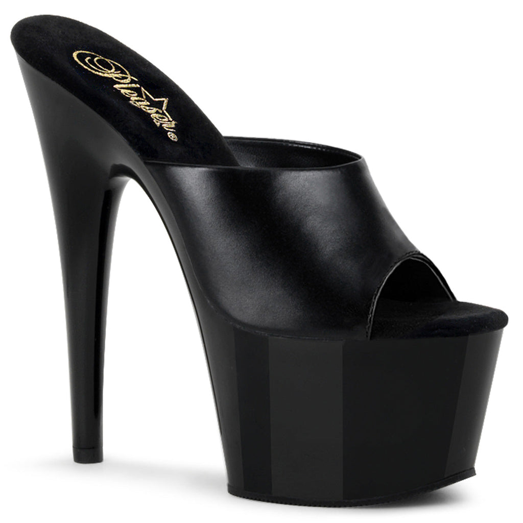 Pleaser Womens Sandals ADORE-701 Blk Leather/ Blk