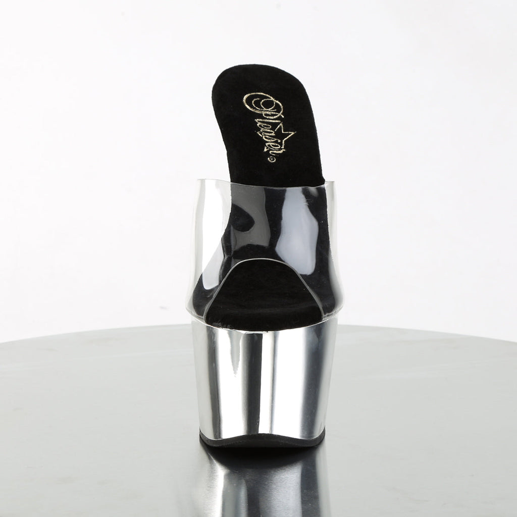 Pleaser Womens Sandals ADORE-701 Clr/Slv Chrome