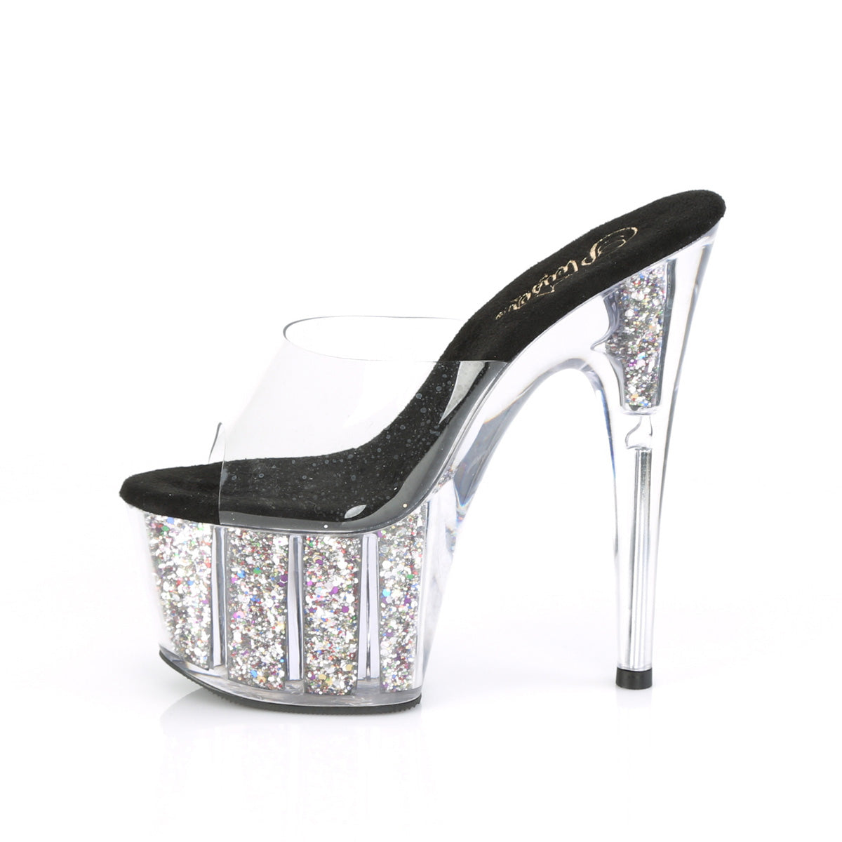 Pleaser Womens Sandals ADORE-701CG Clr/Slv Confetti Glitter