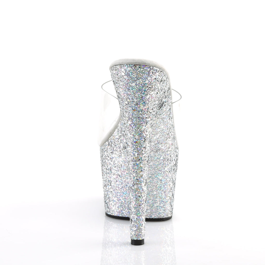 Pleaser Womens Sandals ADORE-701LG Clr/Slv Multi Gltr