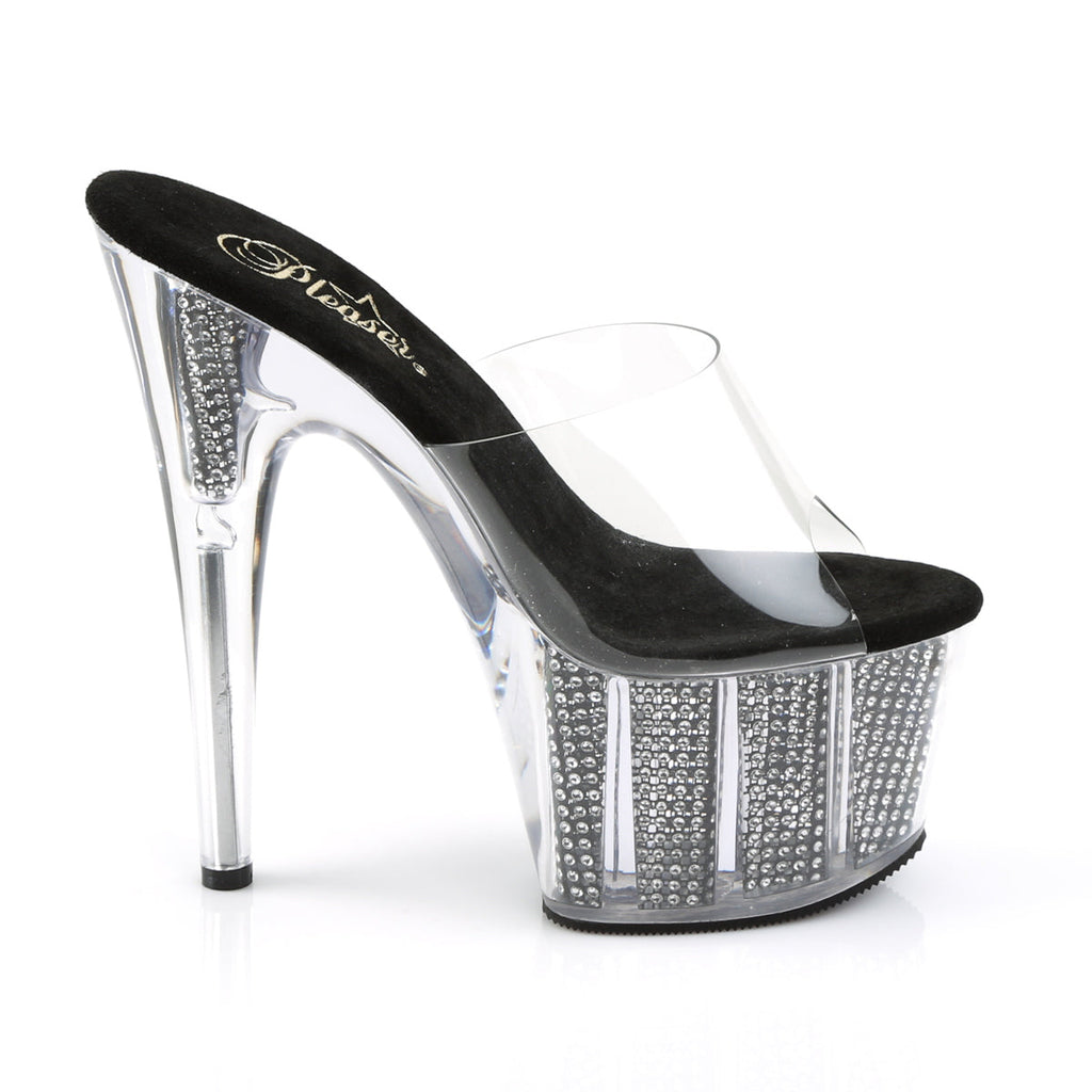 Pleaser Womens Sandals ADORE-701SRS Clr/Blk SRS