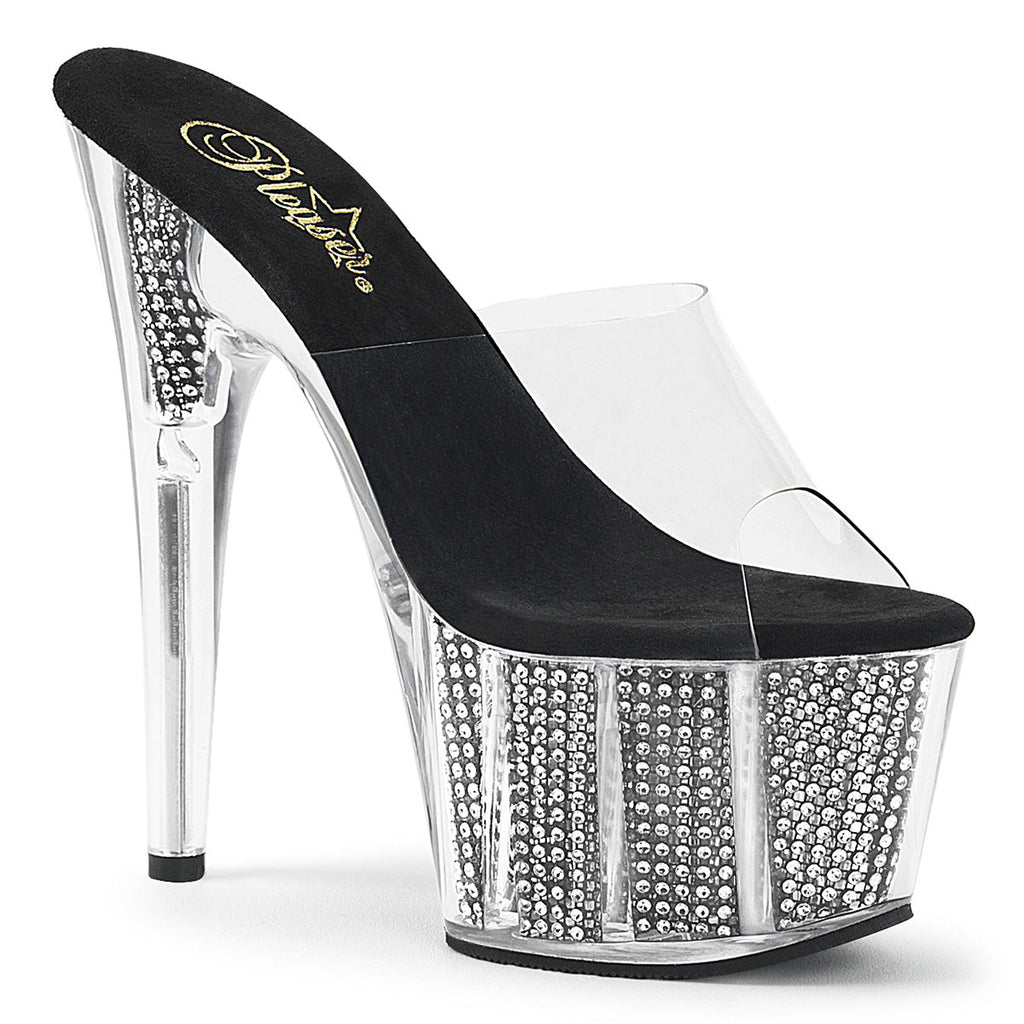 Pleaser Womens Sandals ADORE-701SRS Clr/Blk SRS