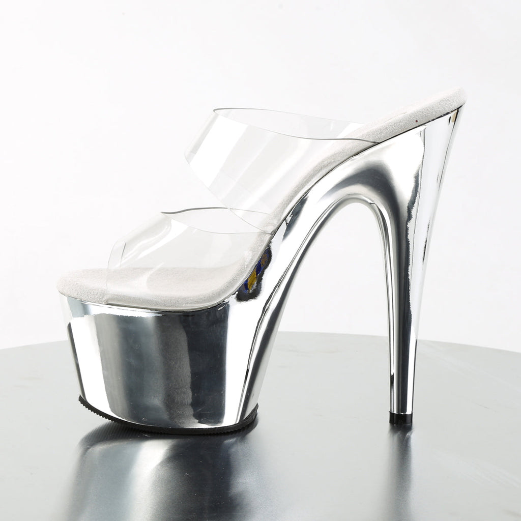 Pleaser Womens Sandals ADORE-702 Clr/Slv Chrome