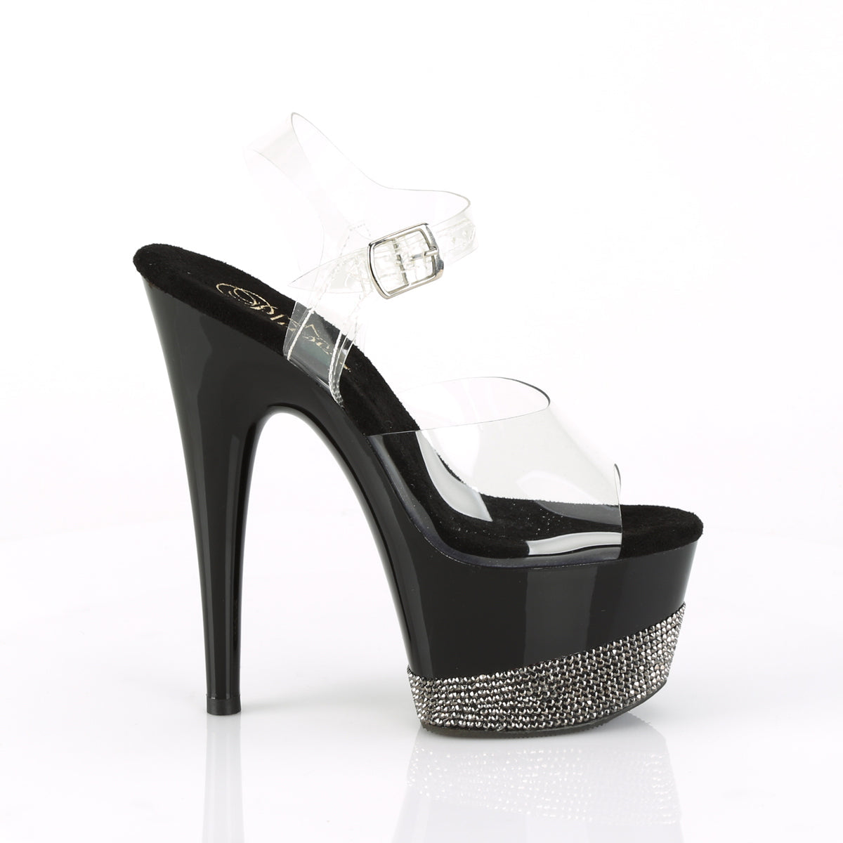 Pleaser Womens Sandals ADORE-708-3 Clr/Blk-Pewter RS