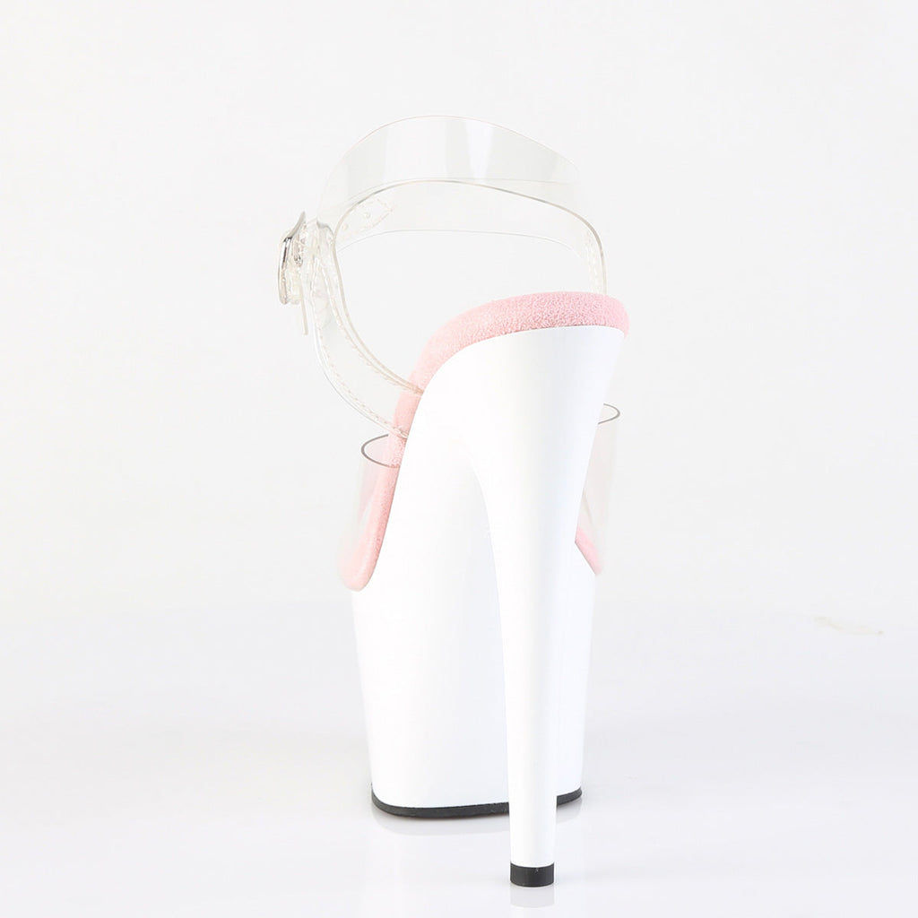 Pleaser Women's Platform Shoes ADORE-708 Clr-B. Pink/Wht