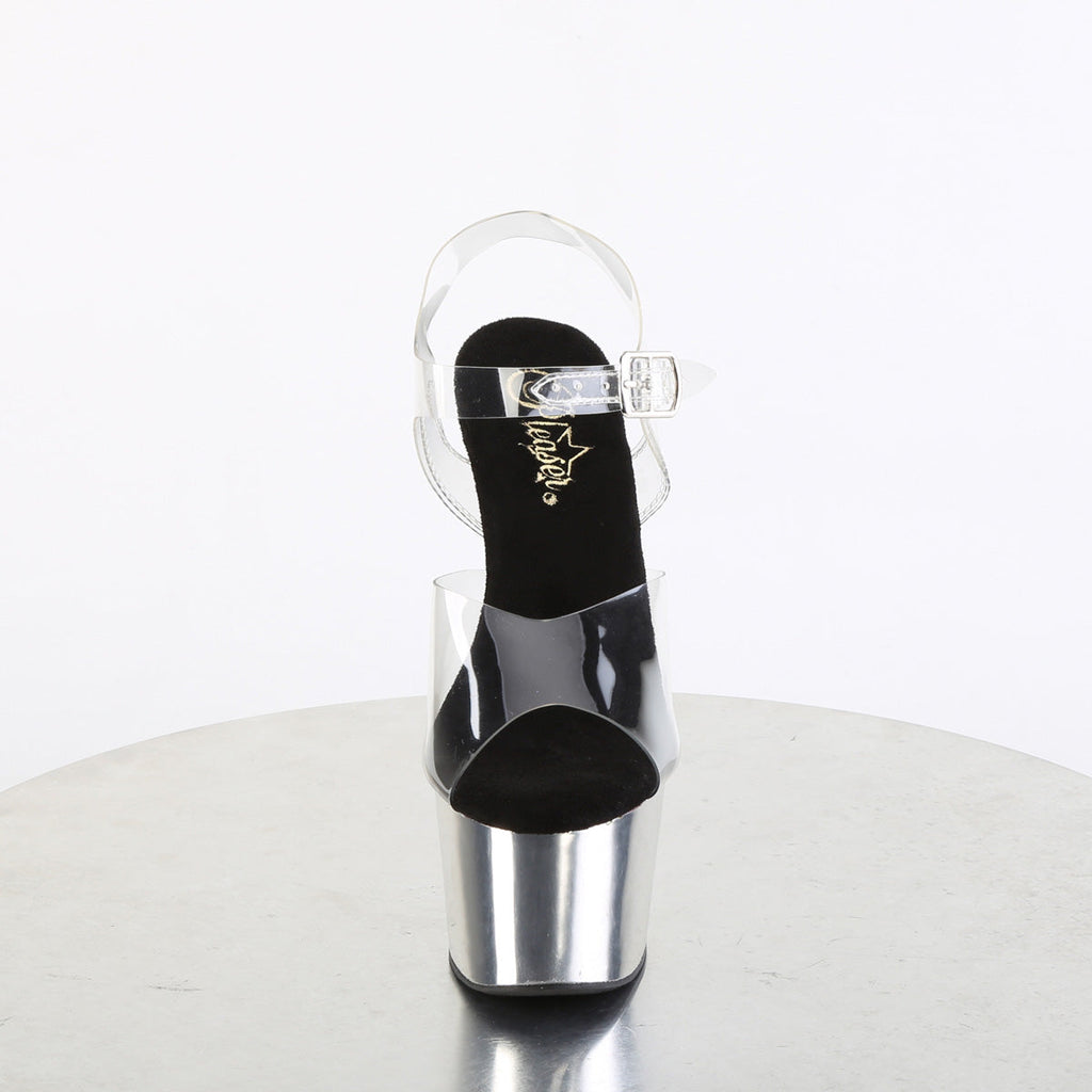 Pleaser Womens Sandals ADORE-708 Clr/Slv Chrome