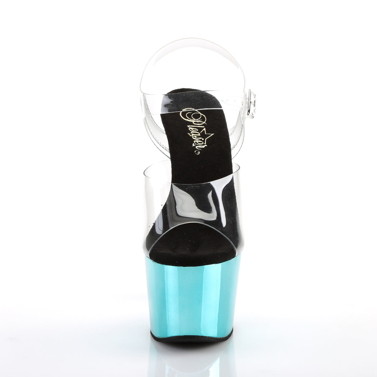 Pleaser Womens Sandals ADORE-708 Clr/Turquoise  Chrome