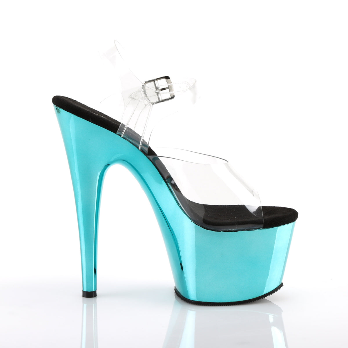 Pleaser Womens Sandals ADORE-708 Clr/Turquoise  Chrome