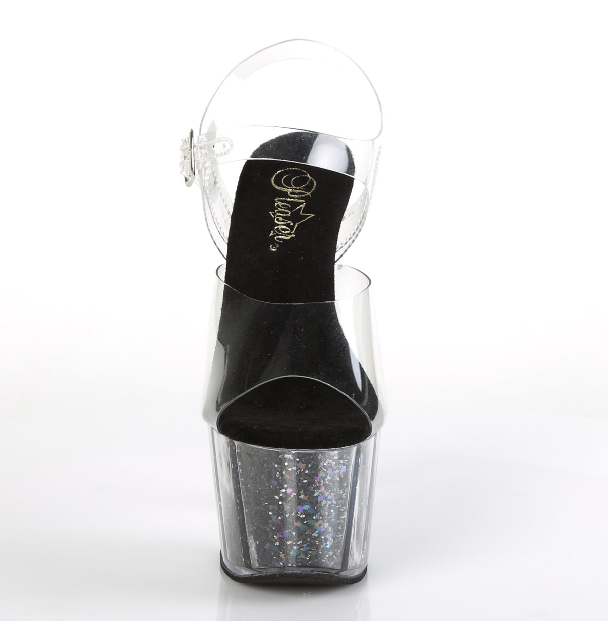 Pleaser Women's Platform Shoes ADORE-708CG Clr/Blk Confetti Glitter