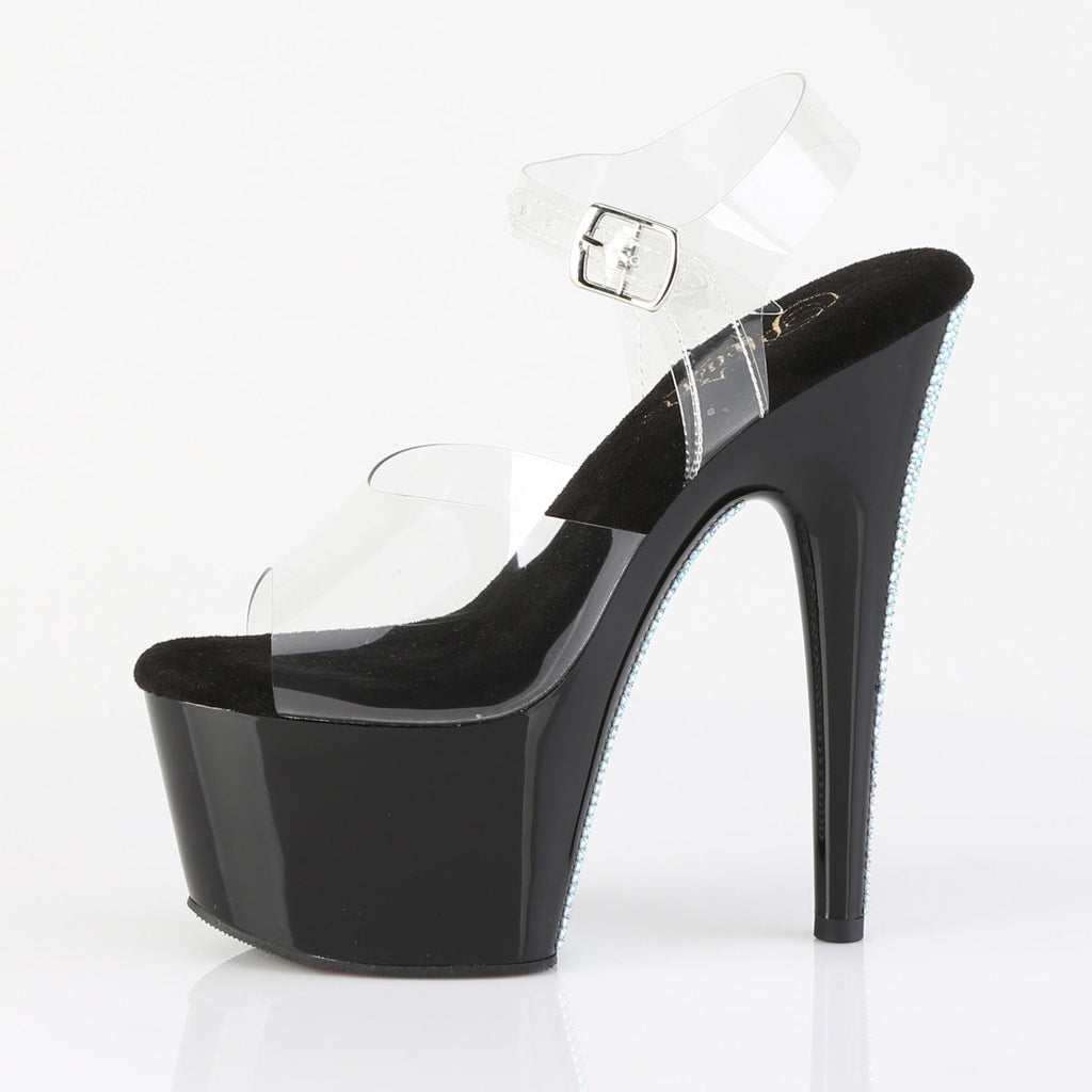 Pleaser Women's Platform Shoes ADORE-708CRS-2 Clr/Blk-Slv RS