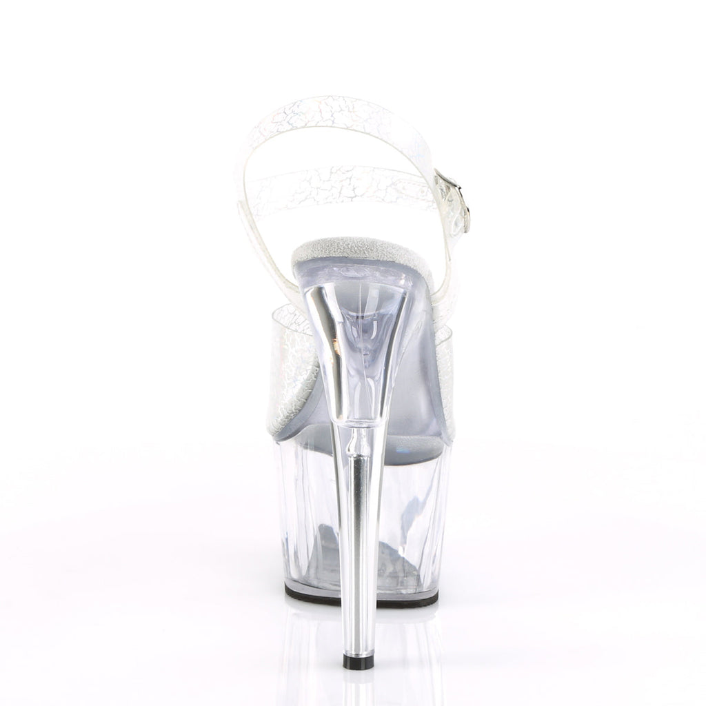 Pleaser Womens Sandals ADORE-708N-CK Slv Crackle Hologram TPU/Clr