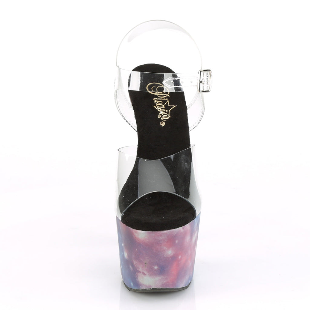 Pleaser Womens Sandals ADORE-708REFL Clr/Purple-Blue Reflective