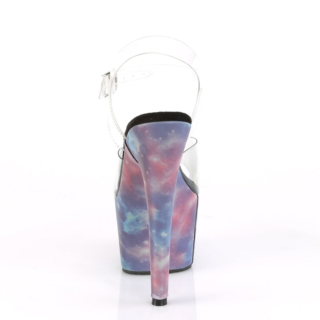 Pleaser Womens Sandals ADORE-708REFL Clr/Purple-Blue Reflective