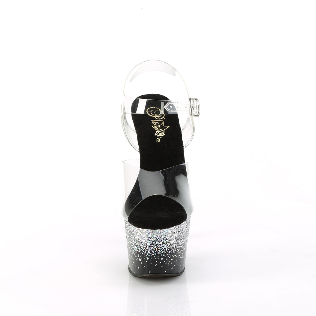 Pleaser   ADORE-708SS Clr/Blk-Slv Multi Glitter