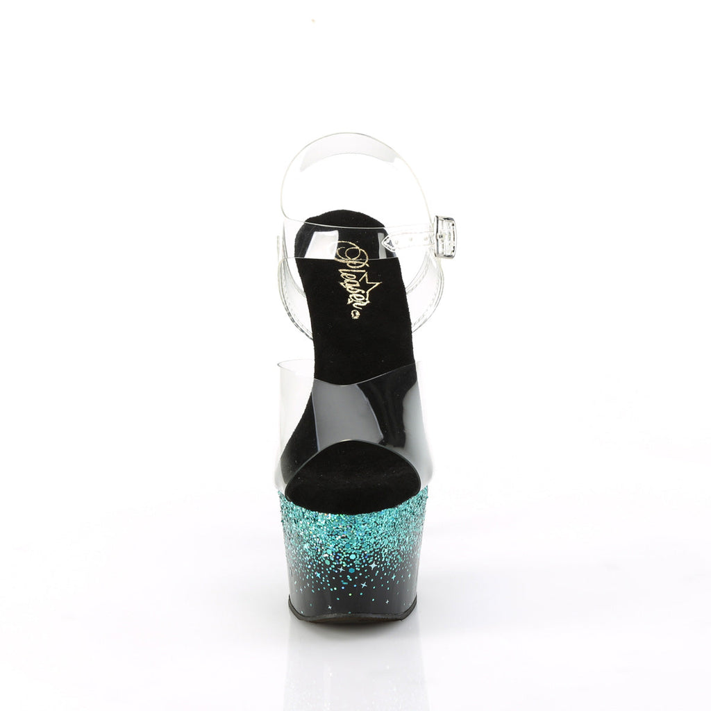 Pleaser   ADORE-708SS Clr/Blk-Turquoise Multi Glitter