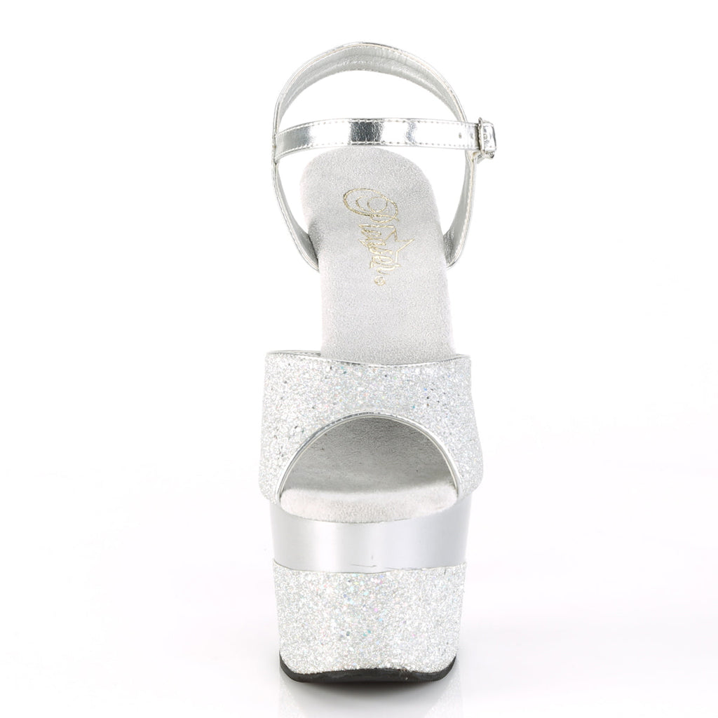 Pleaser Womens Sandals ADORE-709-2G Slv Multi Glitter/Slv Multi Glitter