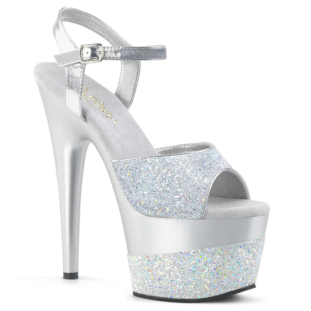 Pleaser Womens Sandals ADORE-709-2G Slv Multi Glitter/Slv Multi Glitter