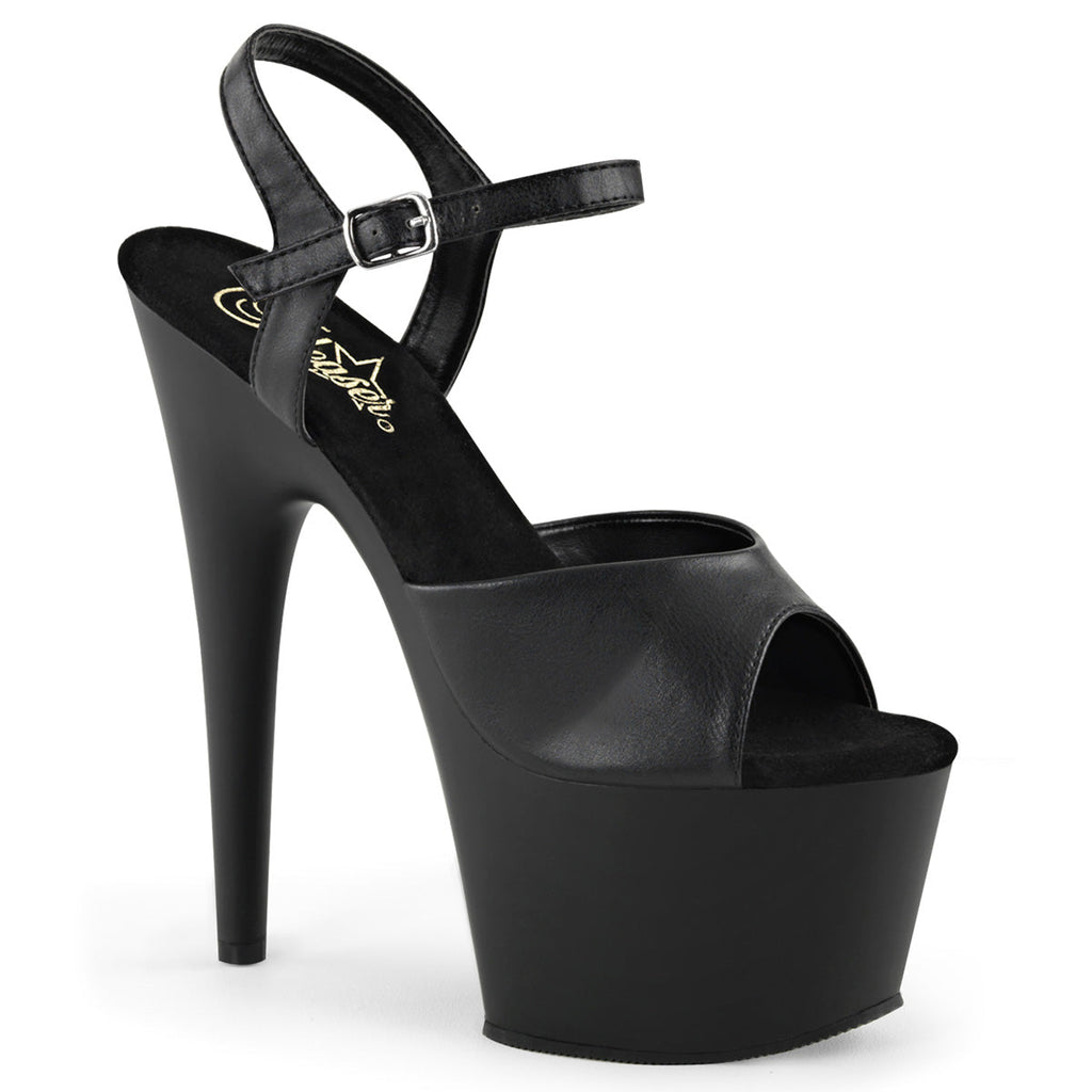 Pleaser Womens Sandals ADORE-709 Blk Faux Leather/Blk Matte