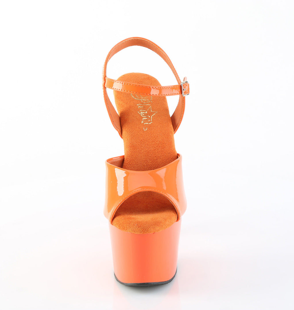 Pleaser Women's Platform Shoes ADORE-709 Orange Pat/Orange