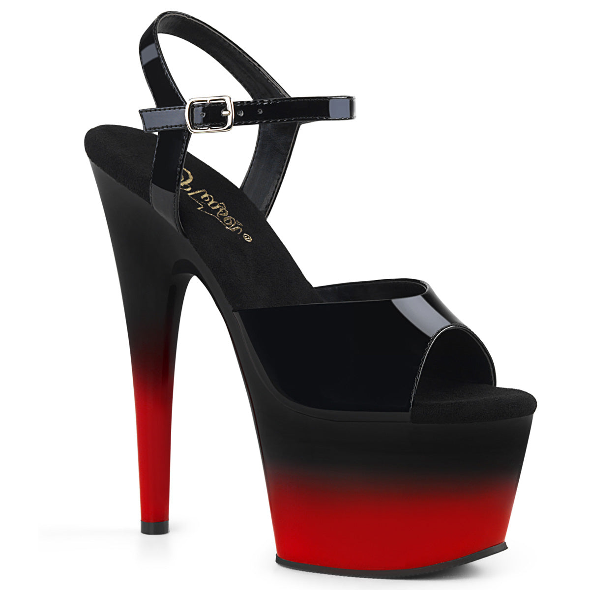 Pleaser Womens Sandals ADORE-709BR-H Blk Pat/Blk-Red