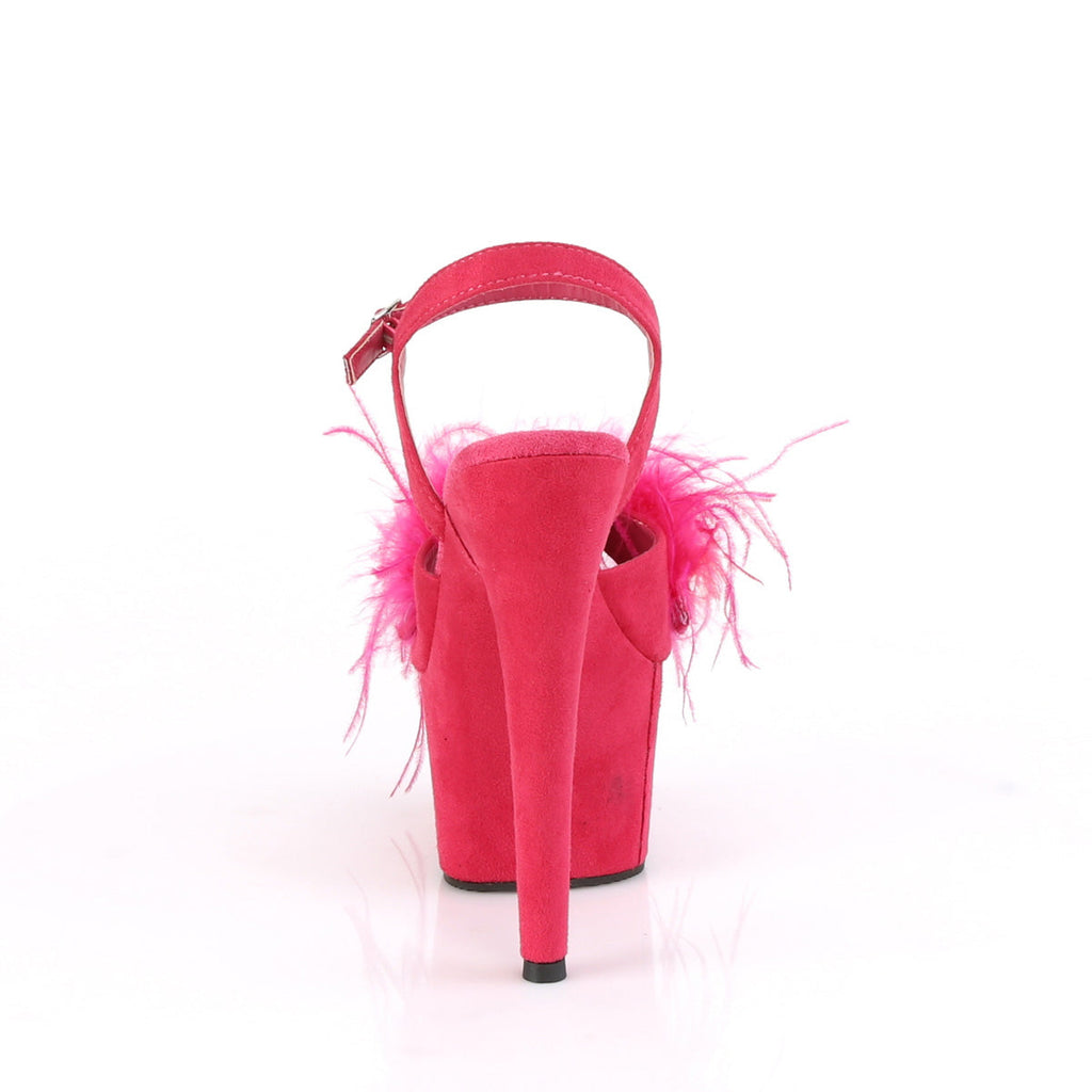 Pleaser Womens Sandals ADORE-709F H. Pink F.Suede-Feather/H. Pink F.Suede