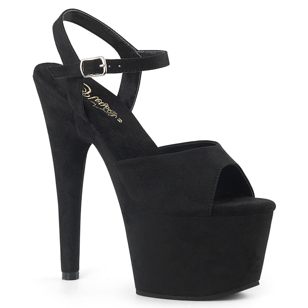Pleaser Womens Sandals ADORE-709FS Blk Faux Suede/Blk Faux Suede