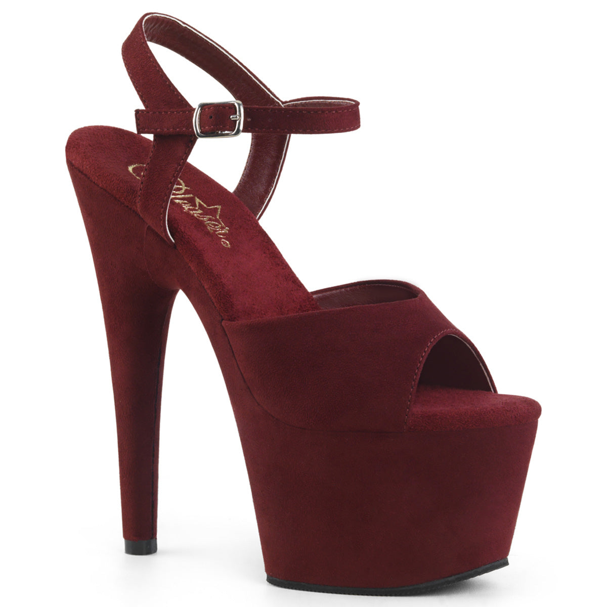Pleaser Womens Sandals ADORE-709FS Burgundy Faux Suede/Burgundy Faux Suede
